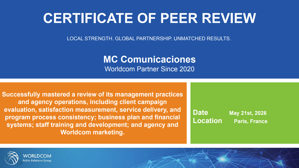 Certificado Worlcom MC Comunicaciones